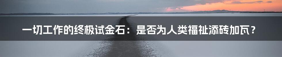 一切工作的终极试金石：是否为人类福祉添砖加瓦？