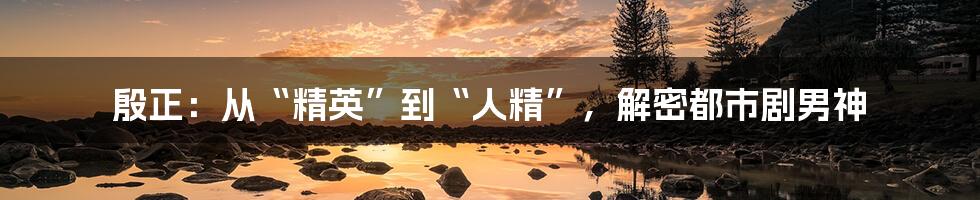殷正：从“精英”到“人精”，解密都市剧男神