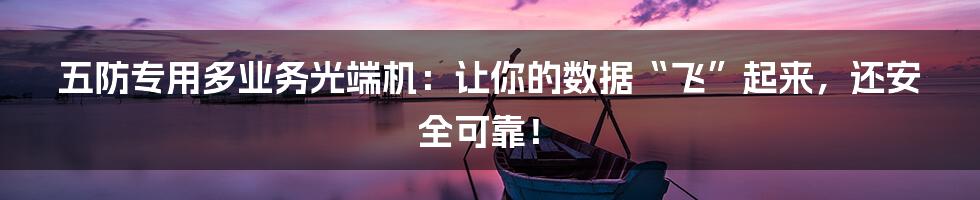 五防专用多业务光端机:让你的数据“飞”起来,还安全可靠!
