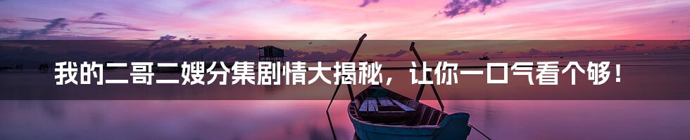 我的二哥二嫂分集剧情大揭秘,让你一口气看个够!