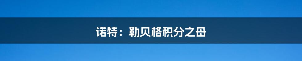 诺特：勒贝格积分之母