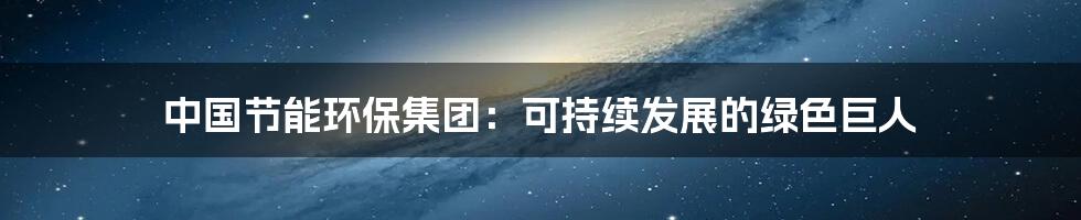 中国节能环保集团:可持续发展的绿色巨人