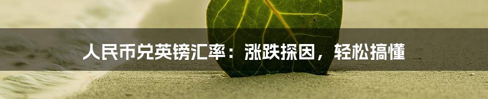 人民币兑英镑汇率：涨跌探因，轻松搞懂