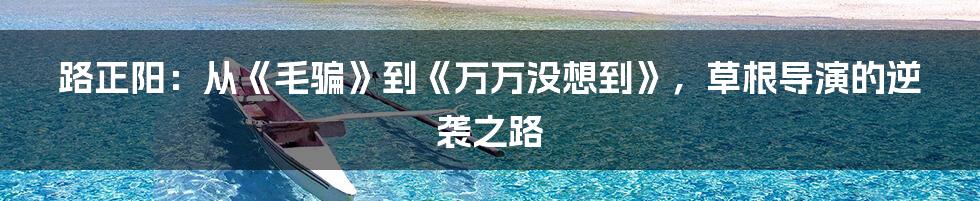 路正阳：从《毛骗》到《万万没想到》，草根导演的逆袭之路