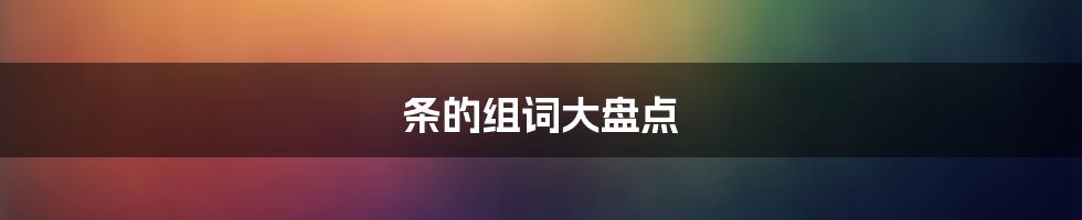 条的组词大盘点