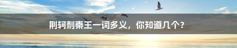 荆轲刺秦王一词多义，你知道几个？
