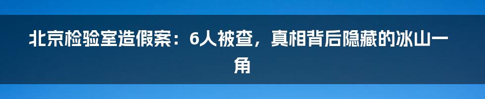 北京检验室造假案：6人被查，真相背后隐藏的冰山一角