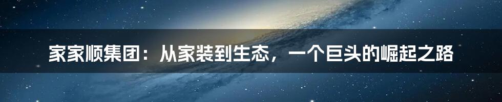 家家顺集团:从家装到生态,一个巨头的崛起之路