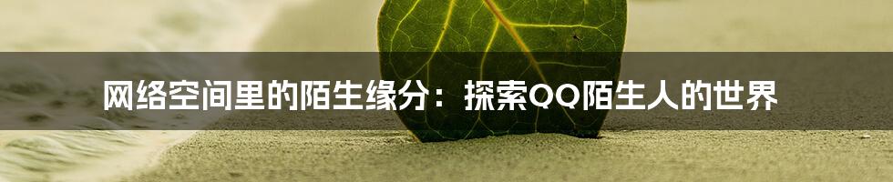 网络空间里的陌生缘分：探索QQ陌生人的世界