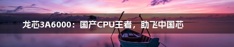 龙芯3A6000：国产CPU王者，助飞中国芯
