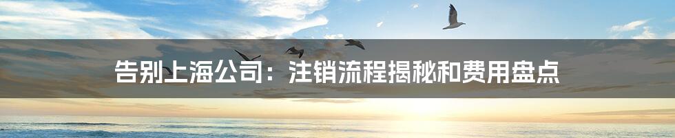 告别上海公司:注销流程揭秘和费用盘点