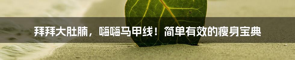 拜拜大肚腩,嗨嗨马甲线!简单有效的瘦身宝典