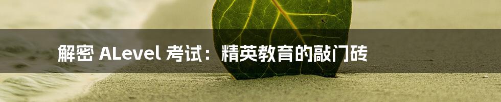 解密 ALevel 考试：精英教育的敲门砖