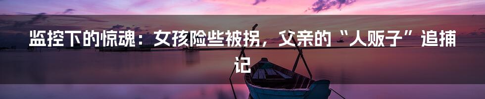 监控下的惊魂：女孩险些被拐，父亲的“人贩子”追捕记