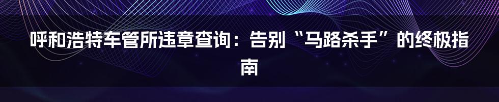 呼和浩特车管所违章查询:告别“马路杀手”的终极指南