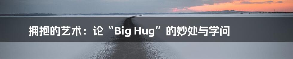 拥抱的艺术：论“Big Hug”的妙处与学问