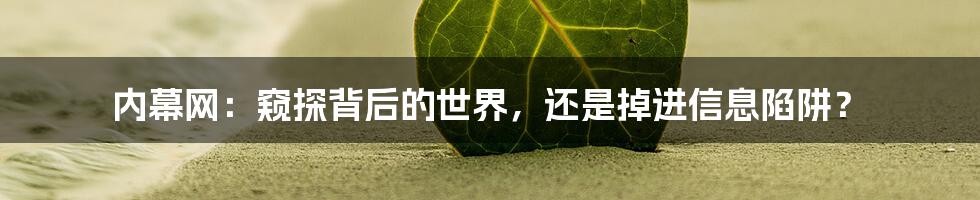 内幕网:窥探背后的世界,还是掉进信息陷阱?