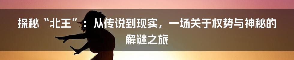 探秘“北王”:从传说到现实,一场关于权势与神秘的解谜之旅