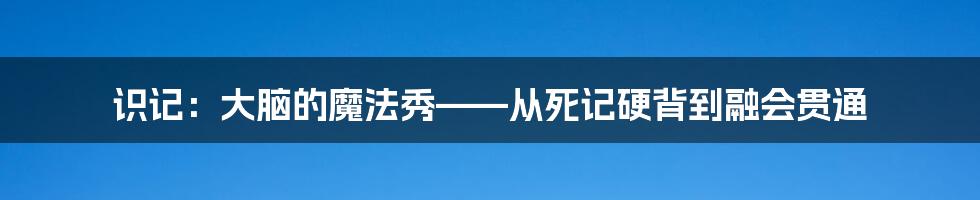 识记：大脑的魔法秀——从死记硬背到融会贯通