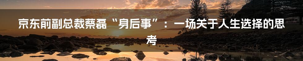 京东前副总裁蔡磊“身后事”：一场关于人生选择的思考