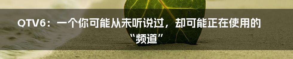 QTV6:一个你可能从未听说过,却可能正在使用的“频道”