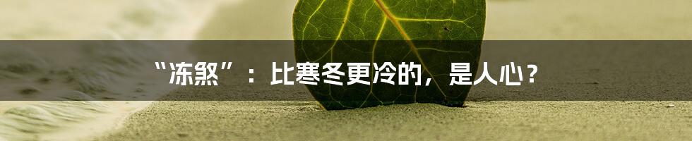“冻煞”:比寒冬更冷的,是人心?