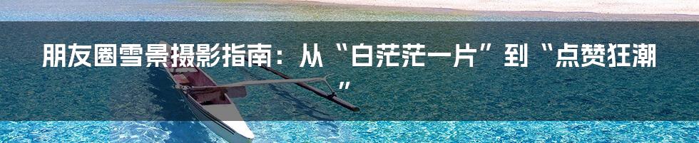朋友圈雪景摄影指南：从“白茫茫一片”到“点赞狂潮”