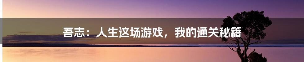吾志:人生这场游戏,我的通关秘籍