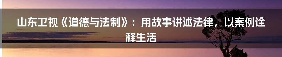 山东卫视《道德与法制》：用故事讲述法律，以案例诠释生活