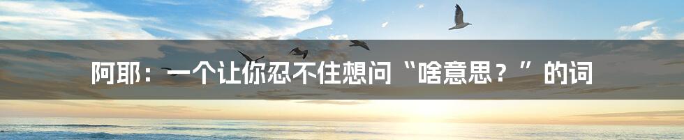 阿耶:一个让你忍不住想问“啥意思?”的词