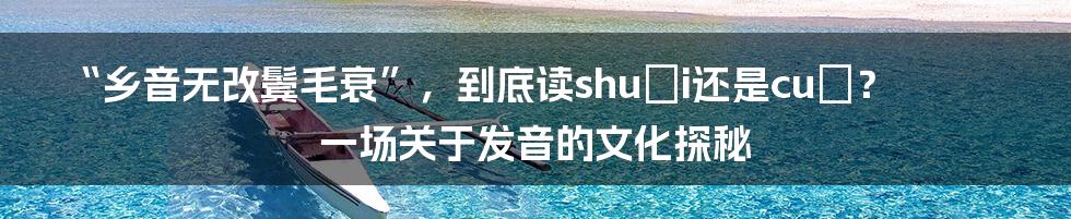 “乡音无改鬓毛衰”，到底读shuài还是cuī？一场关于发音的文化探秘