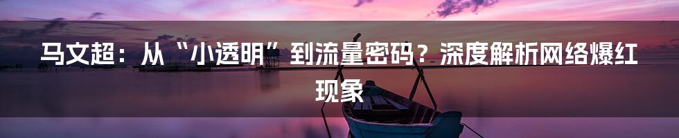 马文超:从“小透明”到流量密码?深度解析网络爆红现象