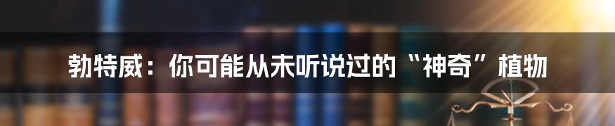勃特威:你可能从未听说过的“神奇”植物