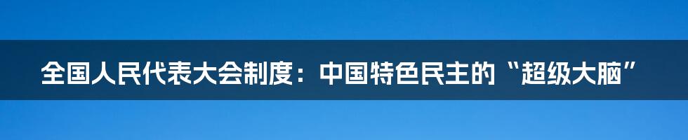 全国人民代表大会制度:中国特色民主的“超级大脑”