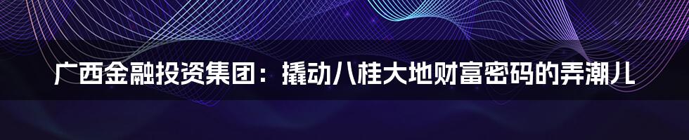 广西金融投资集团:撬动八桂大地财富密码的弄潮儿