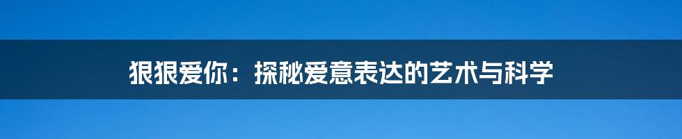 狠狠爱你：探秘爱意表达的艺术与科学