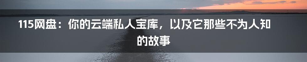 115网盘：你的云端私人宝库，以及它那些不为人知的故事