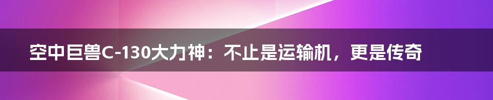 空中巨兽C-130大力神:不止是运输机,更是传奇