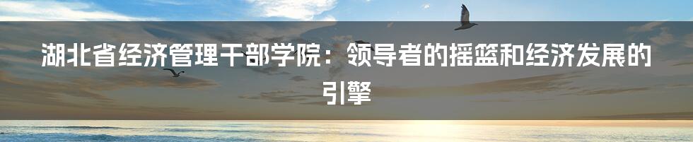 湖北省经济管理干部学院:领导者的摇篮和经济发展的引擎