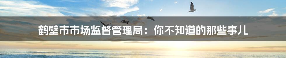 鹤壁市市场监督管理局:你不知道的那些事儿