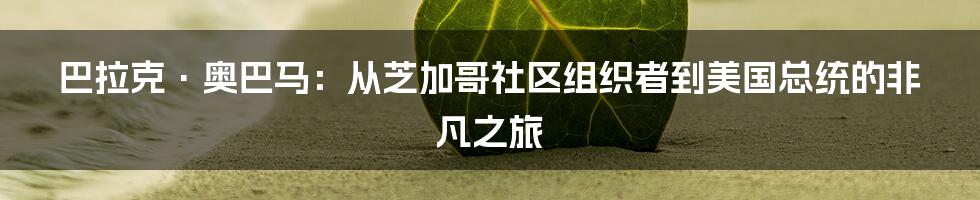 巴拉克·奥巴马:从芝加哥社区组织者到美国总统的非凡之旅