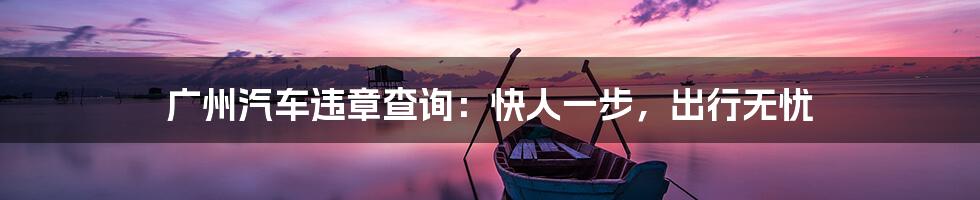 广州汽车违章查询：快人一步，出行无忧