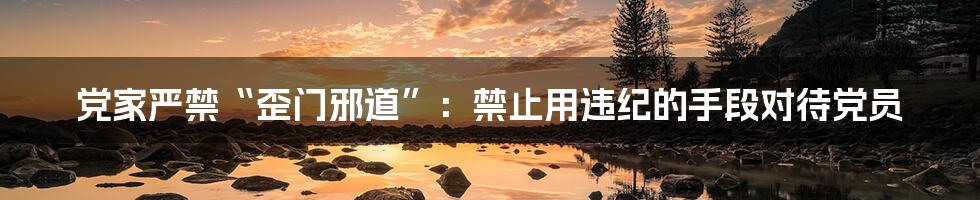 党家严禁“歪门邪道”:禁止用违纪的手段对待党员