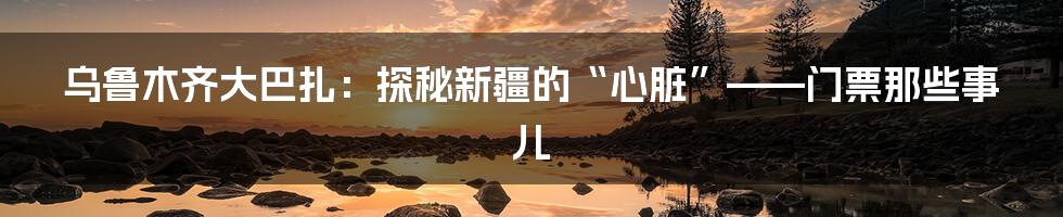 乌鲁木齐大巴扎:探秘新疆的“心脏”——门票那些事儿