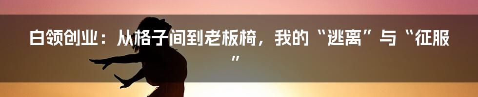 白领创业：从格子间到老板椅，我的“逃离”与“征服”