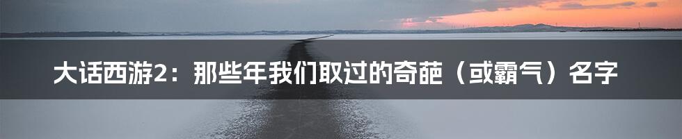 大话西游2:那些年我们取过的奇葩(或霸气)名字