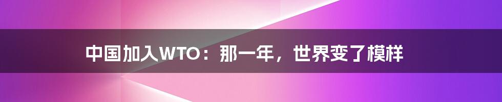 中国加入WTO：那一年，世界变了模样