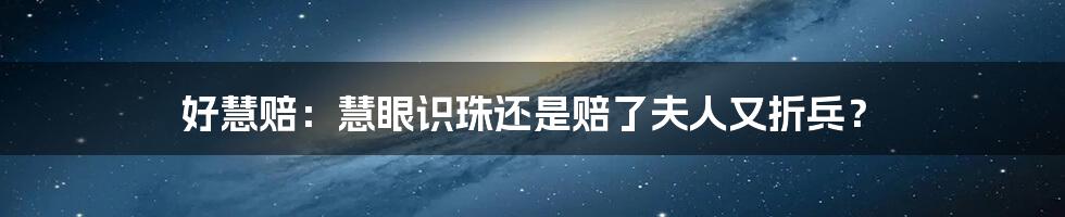好慧赔:慧眼识珠还是赔了夫人又折兵?