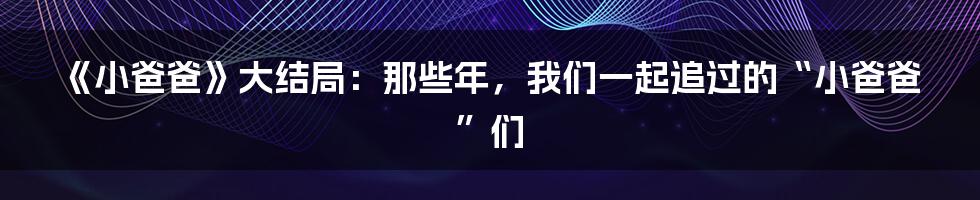 《小爸爸》大结局:那些年,我们一起追过的“小爸爸”们