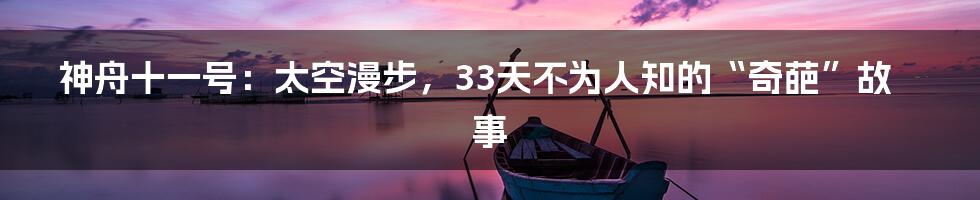 神舟十一号：太空漫步，33天不为人知的“奇葩”故事
